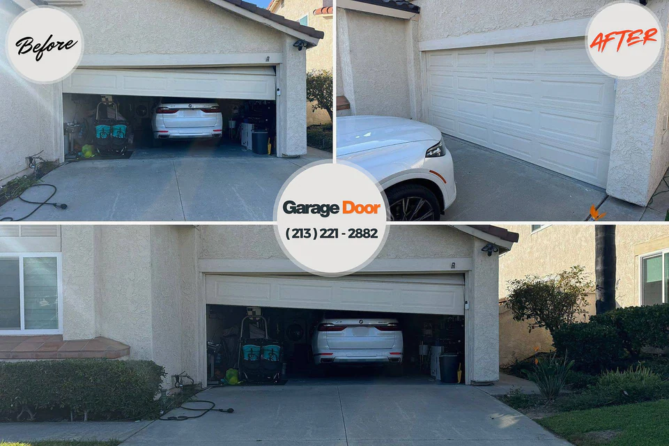 Before and after: garage door repair Jennings Lodge, OR